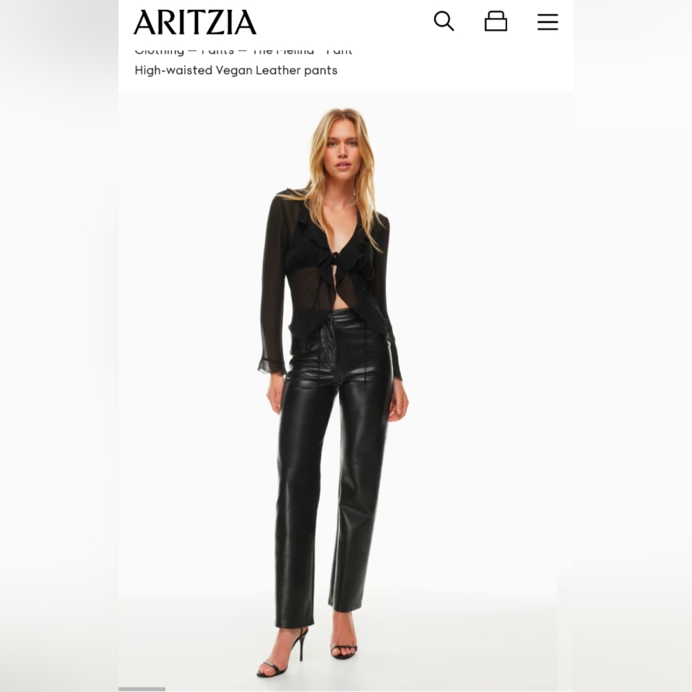 Aritzia Wilfred Black Melina Pant size 12 Vegan Leather